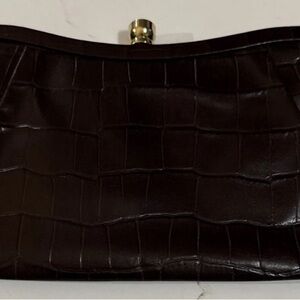 Banana Republic Dark Brown Crocodile-Pattern Clutch